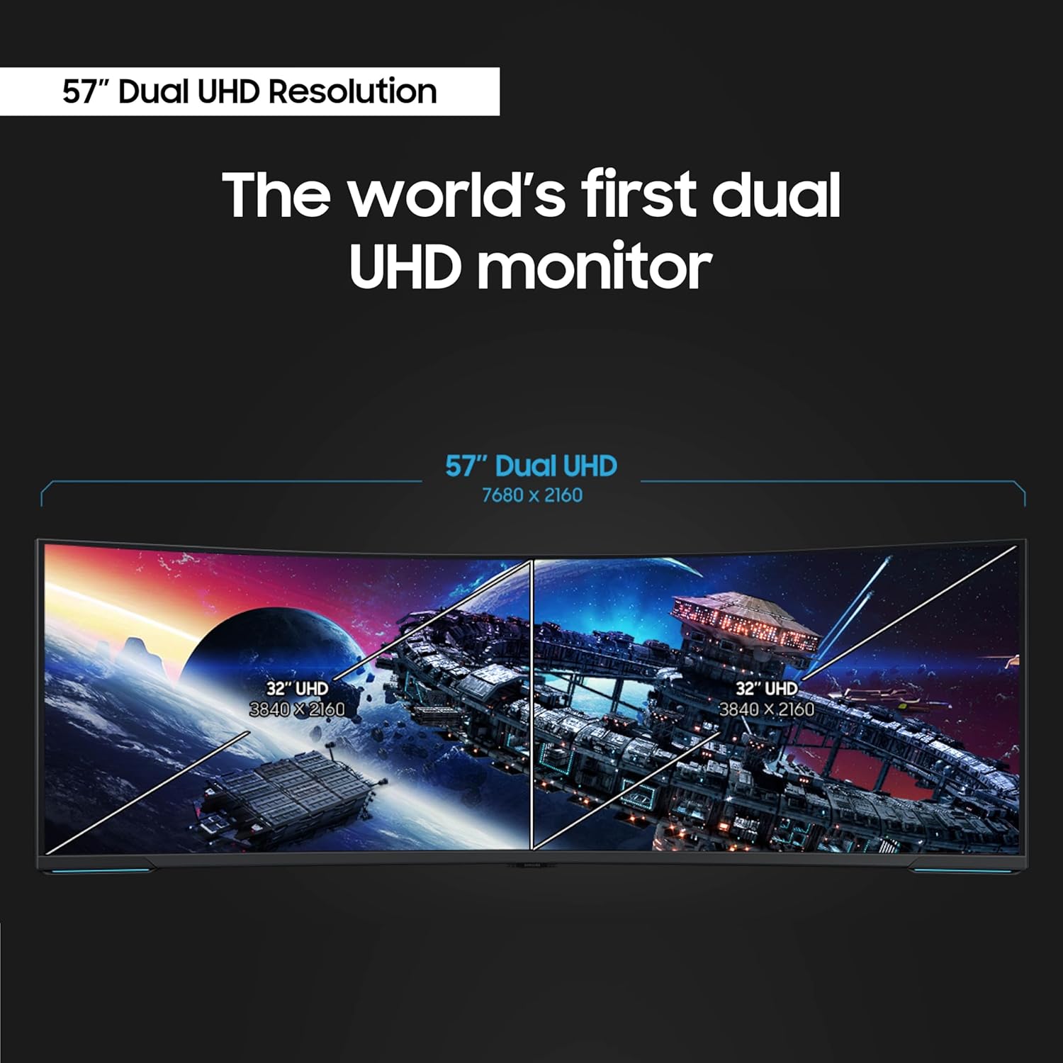 SAMSUNG Odyssey Neo G9 LS57CG952NNXZA - 57" Dual 4K UHD, Quantum Mini-LED, 7680 x 2160, 240Hz, Curved Gaming Monitor