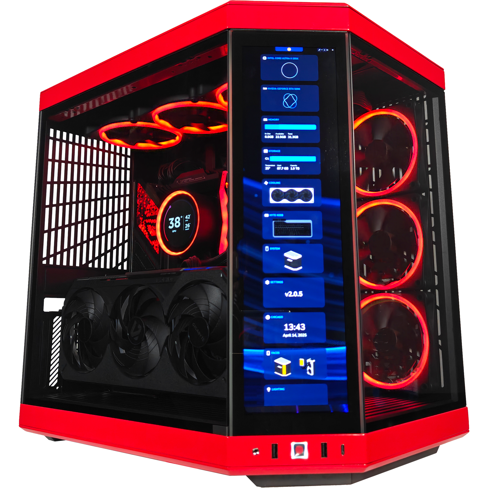 XOTIC PC GX13 HYTE Y60 RED EYE Black Label Gaming Desktop w/ INTEL Z890 & DDR5